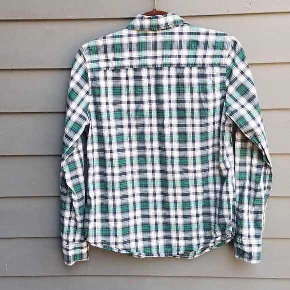 American Eagle Outfitters Green/Gray/Black Plaid Button Down Shirt Size Med - Picture 5 of 6